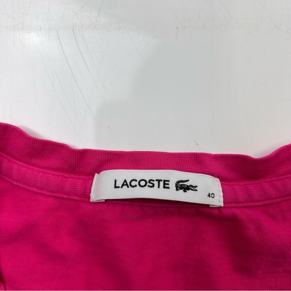 Lacoste women’s pink V neck shirt cotton 40 L56-26 - Picture 5 of 6